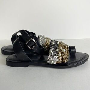 NWOT Free People Sun Peaks Embellished Sandals Size 37.5 Black